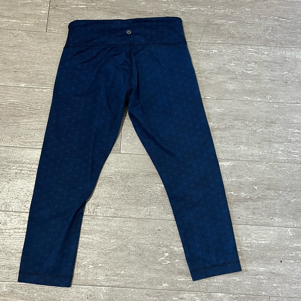 Lululemon Size 6 Wunder Under Leggings Foldover High Waist Full Length Blue Star - Picture 3 of 7